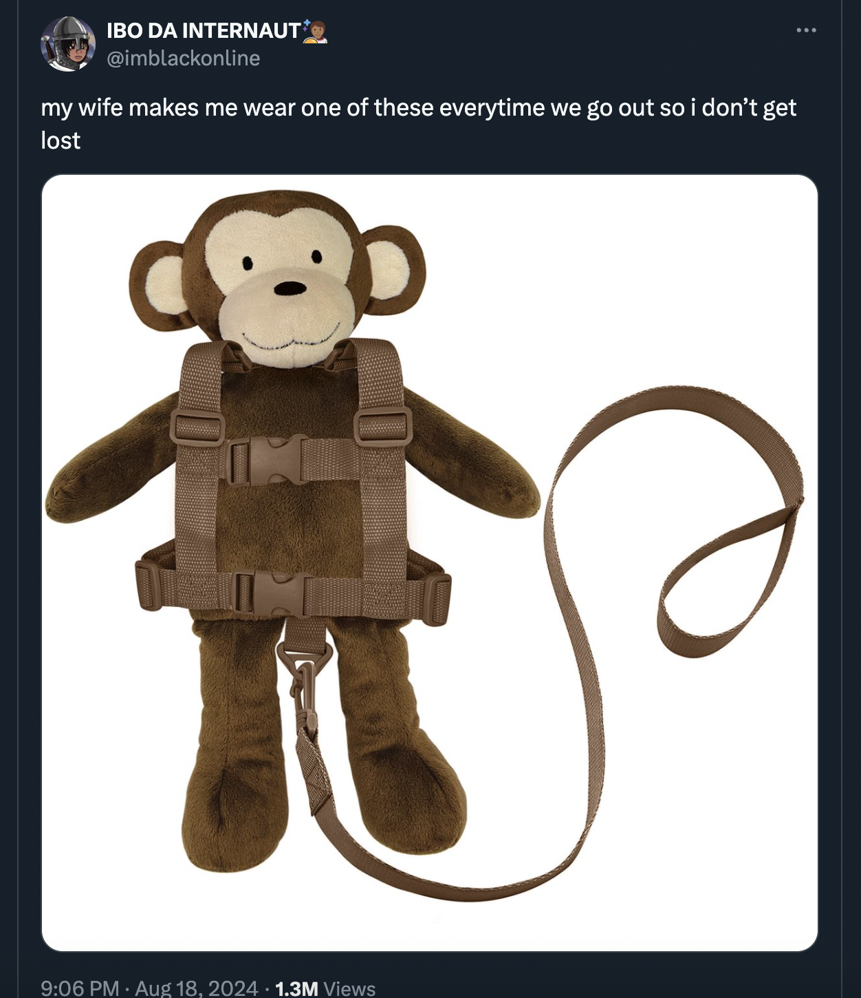 monkey child leash - Ibo Da Internaut my wife makes me wear one of these everytime we go out so i don't get lost 1.3M Views